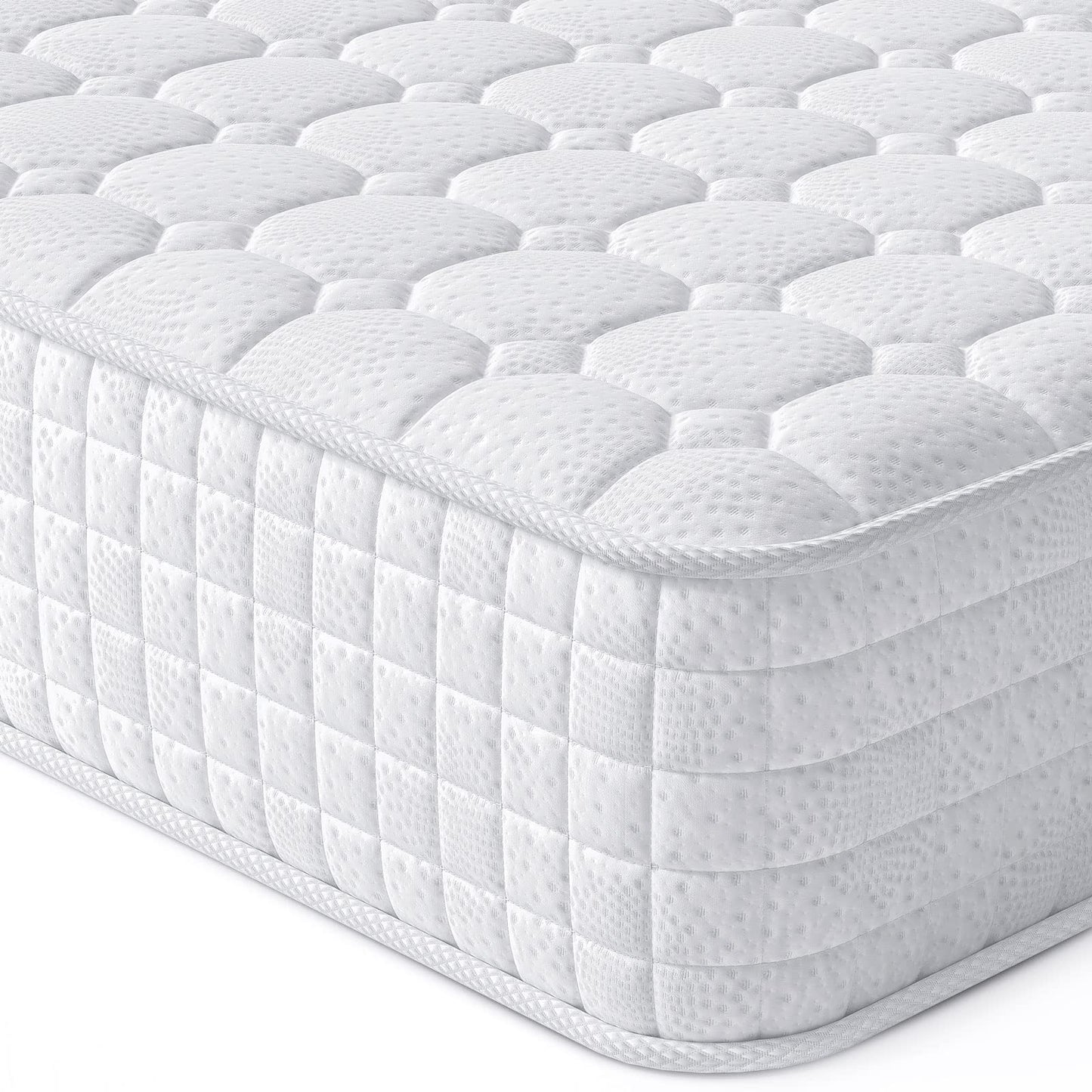 Vesgantti 8 Inch Multilayer Hybrid Full Mattress - Multiple Sizes & Styles Available, Ergonomic Design with Memory Foam and Pocket Spring, Medium Firm Feel, White