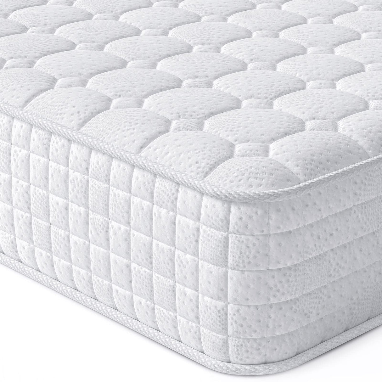 Vesgantti 8 Inch Multilayer Hybrid Twin Mattress - Multiple Sizes & Styles Available, Ergonomic Design with Memory Foam and Pocket Spring, Medium Firm Feel, White Vesgantti