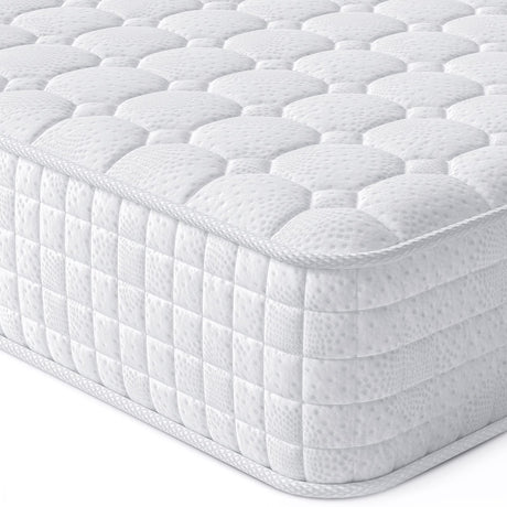 Vesgantti 8 Inch Multilayer Hybrid Twin Mattress - Multiple Sizes & Styles Available, Ergonomic Design with Memory Foam and Pocket Spring, Medium Firm Feel, White Vesgantti