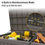 EAST OAK Outdoor Storage Box, 180 Gallon Deck Box, Large Resin Storage Bin for Patio Cushions, Gardening Tools, Lockable, Waterproof and UV Resistant, Grey EAST OAK