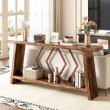 LITTLE TREE 70.9-Inch Console Table, Long Sofa Table Behind Couch, Farmhouse Wood Console Table with Storage Shelf for Entryway, Living Room, Hallway LITTLE TREE