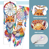 TDFERAN 4PCS Diamond Bookmarks Dreamcatcher Fox Diamond Painting Kits with Tassels Pendants DIY Rhinestones Paint Bookmark for Writers Readers Funny Bookmarks Colored Gem Animal Bookmark TDFERAN