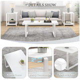 FOLUBAN White Coffee Table, Modern Rustic Wood and Metal Center Table, Rectangle Cocktail Tea Table for Living Room, 47 Inch FOLUBAN