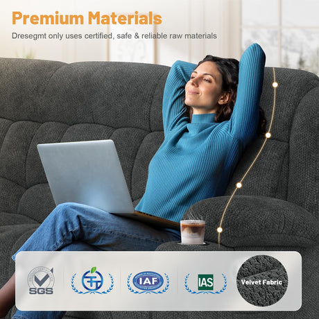 Dresegmt Loveseat Recliner Sofa, Flip Middle Backrest Design 3 Seat Reclining Sofa with Storage Drawer, USB Ports & Cup Holders, Manual Couch for Living Room/Home Theater/RV (Gray) Dresegmt