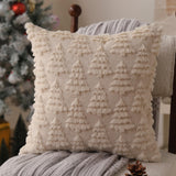 Allorry Christmas Pillow Covers 18 x 18 Set of 2 Xmas Decorations Beige Christmas Tree Pillow Cases Plush Faux Fur Soft Cushion Case for Winter Xmas Holiday Home Bedroom Sofa Decors SY-003-C18 Allorry