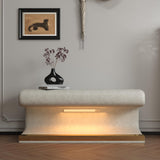 THINK 30 Entryway Bench, Leather Upholstered Ottoman with LED Sensor Light for Living Room,Bedroom,end of Bed,Beige THINK 30