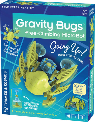Thames & Kosmos Gravity Bugs Free-Climbing MicroBot | Build a Robotic Wall-Crawling Bug | Explore STEM Lessons in Air Pressure, Suction | Hands-on Physics & Engineering Construction Kit, Blue