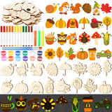 Relaxweex 24 Pcs Fall DIY Wooden Magnets, Thanksgiving Autumn Wood Painting Art Crafts, Pumpkin Fridge Magnets Craft Kits for Activities Gifts Home Party Relaxweex