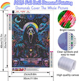 LILEIDECO Diamond Painting Kits for Adults DIY 5D Diamond Art Paint with Round Diamonds Full Drill Gem Art Skeleton Ghost Painting Kit for Home Wall Decor Gifts 12x16inch LILEIDECO