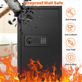 Nebakne 25.6" Tall Fireproof Wall Safes Between The Studs 16" Centers, Hidden Wall Safe with 2 Removable Shelf & Hidden Tray, Heavy Duty Wall Mount Safe for Firearms, Money, Jewelry, Passport Black Nebakne
