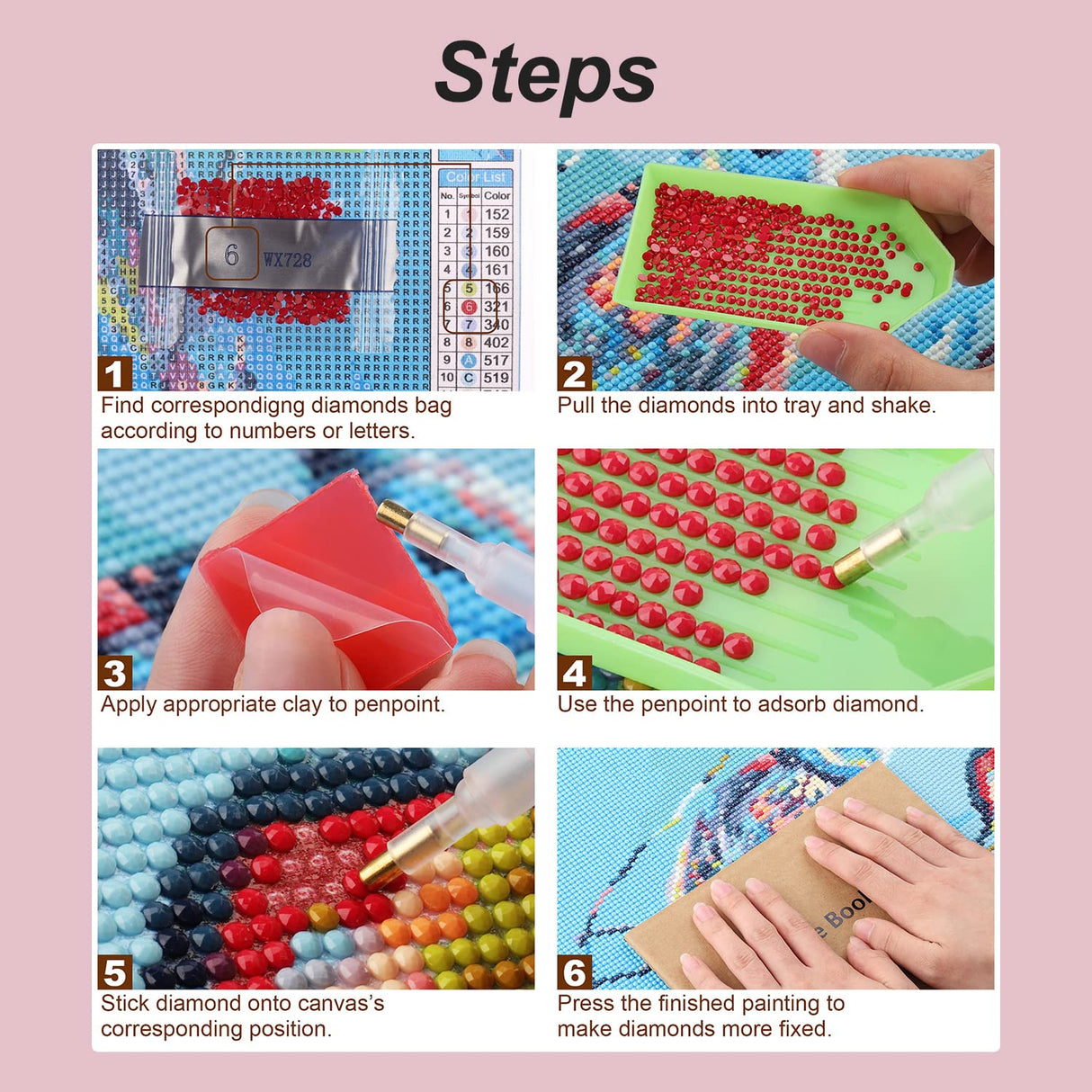 Stalente Diamond Painting Kits for Adults, 5D DIY Diamond Art Kits for Beginners Round Full Drill Diamond Painting for Home Wall Decoration Gift 12×16inch, Rose Flower Stalente