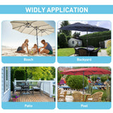 Caprihom 15ft Large Patio Umbrella, Double Sided Extra Large Umbrella with Base, Rectangular Patio Umbrella Double-Sided Umbrella for Yard Lawn Garden,Grey Caprihom