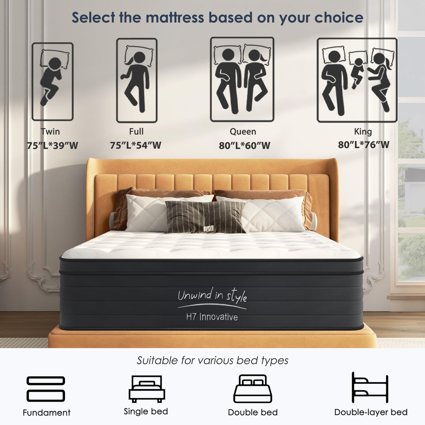 SogesSleep Twin Mattress 10 Inch Hybrid Mattress with Gel Memory Foam, Individual Pocket Spring Bed Mattress, Medium Firm Mattress for Pressure Relief, CertiPUR-US & Fiberglass Free