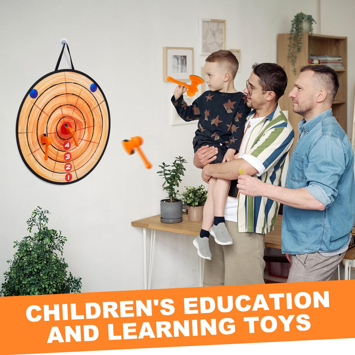 Hiboom 4 Set Axe Throwing Game Backyard Axe Throwing Toys Include 4 Pcs Dartboard and 16 Pcs Axes, Ax Throwing Game Ax Dart Games Indoor Outdoor Target Game for Party Camping(Light Brown) Hiboom