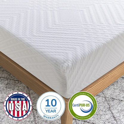 LIFERECORD 6 inch Full Mattress in a Box, Gel Memory Foam Mattresses Made in USA for Full Bed, Medium Firm, White