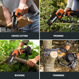 Worx 20V 5" Mini Cordless Chainsaw, 3.9 lbs, 22 ft/s Chain Speed, Power Share Battery, Upper & Hand Guard WG324 - Battery & Charger Included WORX
