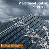 Walsunny Metal Carport 12x15 FT Heavy Duty Carport Canopy with Enhanced Base, Outdoor Car Shelter with Galvanized Steel Roof and Frame Garage for Truck, SUV, Boat, Gray Walsunny