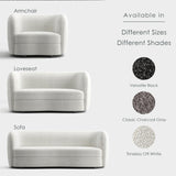 Furniture of America Nimiane Modern Boucle Sofa Couch with Curved Arms and Wooden Legs, Comfy Fabric Upholstered 3 Seater Couch for Living Room, Bedroom, Home Office, Off-White Furniture of America