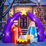 8FT FUN LITTLE TOYS 2024 Nativity Scene Christmas Inflatable with LED Lights for Outdoor Yard Decoration FUN LITTLE TOYS