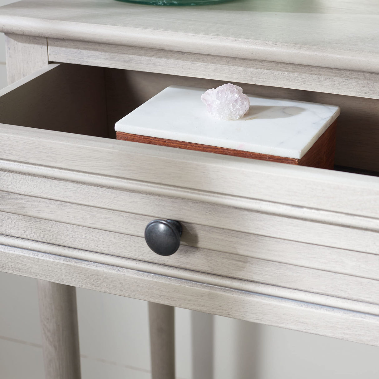 Safavieh Home Collection Tate Greige 2-Drawer Bottom Shelf Console Table Safavieh