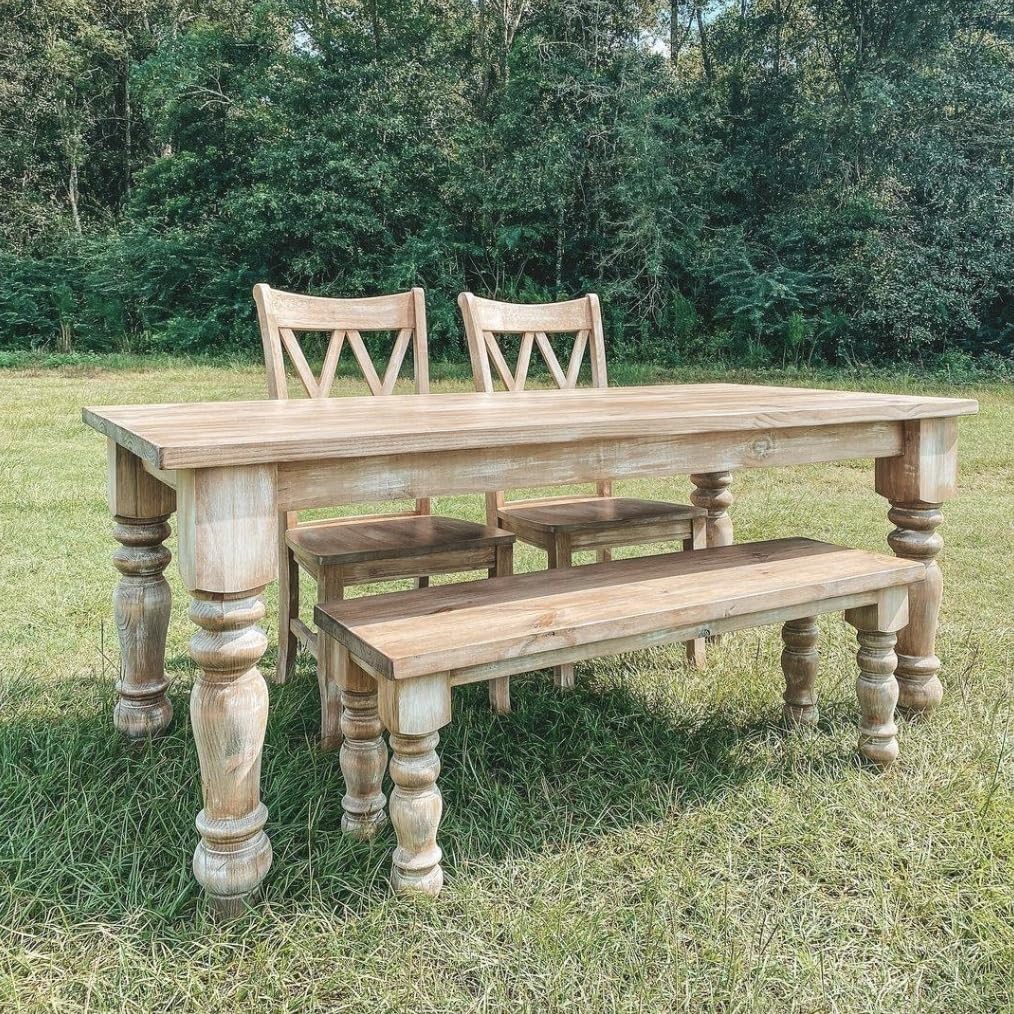 CAROLINA LEG CO. Chunky Farmhouse Dining Table Legs - Handmade in USA - Unfinished - DIY Furniture - Widely Compatible Turned Wooden Legs - Dimensions: 5" x 29" CAROLINA LEG CO.