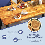 Tangkula 7 Piece Patio Dining Set, Acacia Wood Dining Chair & Table Set, 69” Spacious Tabletop with Umbrella Hole, Heavy-Duty Metal Support, Dining Set for Backyard, Poolside Tangkula