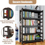 Tall Bookshelves, 72 Inch High Metal Bookshelf with Adjustable Shelves, Book Organizer and Bookcases, Book Shelves for Bedroom, Office, Living Room, Black Leariso