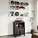 Record Player Stand, Vinyl Record Storage Table End Table with Display Shelf Holds up to 130 Albums, Large Nightstand Wood Turntable Stand Cabinet Side Table for Living Room, Bedroom, Black LIDYUK
