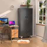 Aobabo Garage Storage Cabinet with 2 Drawers, Lockable Garage Storage Cabinet with Wheels for Garage Home Storage,Black,Required Assembly Aobabo