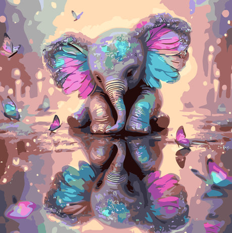 GXGLLPZBY Elephant Paint by Numbers Kit for Adults Beginner,DIY Elephant Paint by Numbers for Adults,Easy Canvas Without Frame Home Wall Decor 16 x 16 in GXGLLPZBY