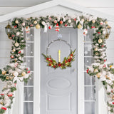 Dolicer 2 Pcs Christmas Wreaths for Front Door Window 12In Christmas Wreaths with LED Lighted Taper Candles and Remote Control Berries and Pine Cones Wreaths for Holiday Christmas Party Decoration Dolicer