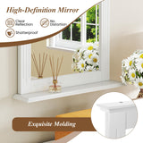 CHARMAID Bathroom Mirror with Shelf - 27" x 22.5" Wall Mirror Over Bathroom Sink, Wooden Frame Modern Rectangular Hanging Vanity Makeup Mirrors for Washroom, Entryway (White,27" L x 22.5" W) CHARMAID