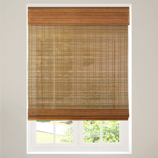 CALYX INTERIORS Cordless Bamboo Roman Shade Blind, Light Filtering, 35" W x 64" H, Ceylon Light Russet