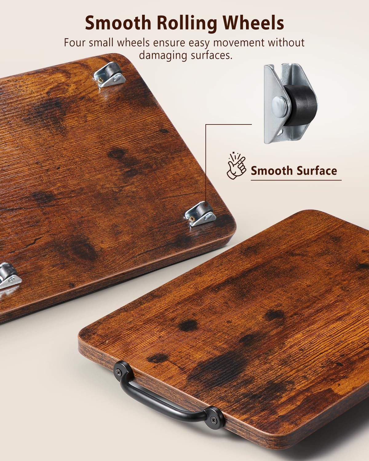 Evermagin Appliance Slider, Sliding Tray for Coffee Maker, Coffee Pot Slider Tray for Countertop, Kitchen Appliance Rolling Tray with Rubber Wheels (Rustic Brown, Medium - Long (9.5” X 13”)) Evermagin