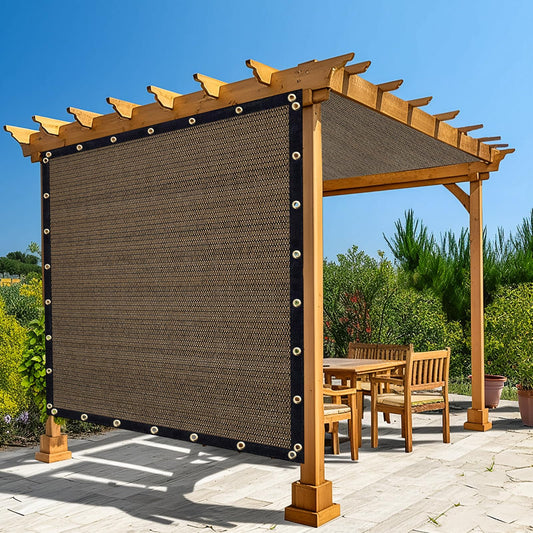 Amagenix 90% Pergola Shade Cover 10'X 18' Mocha Sun Shade Cloth with Grommets GN09 for Outdoor Garden Patio Porch, Commercial Grade 200 GSM - Cable Zip Ties Included (We Customized)