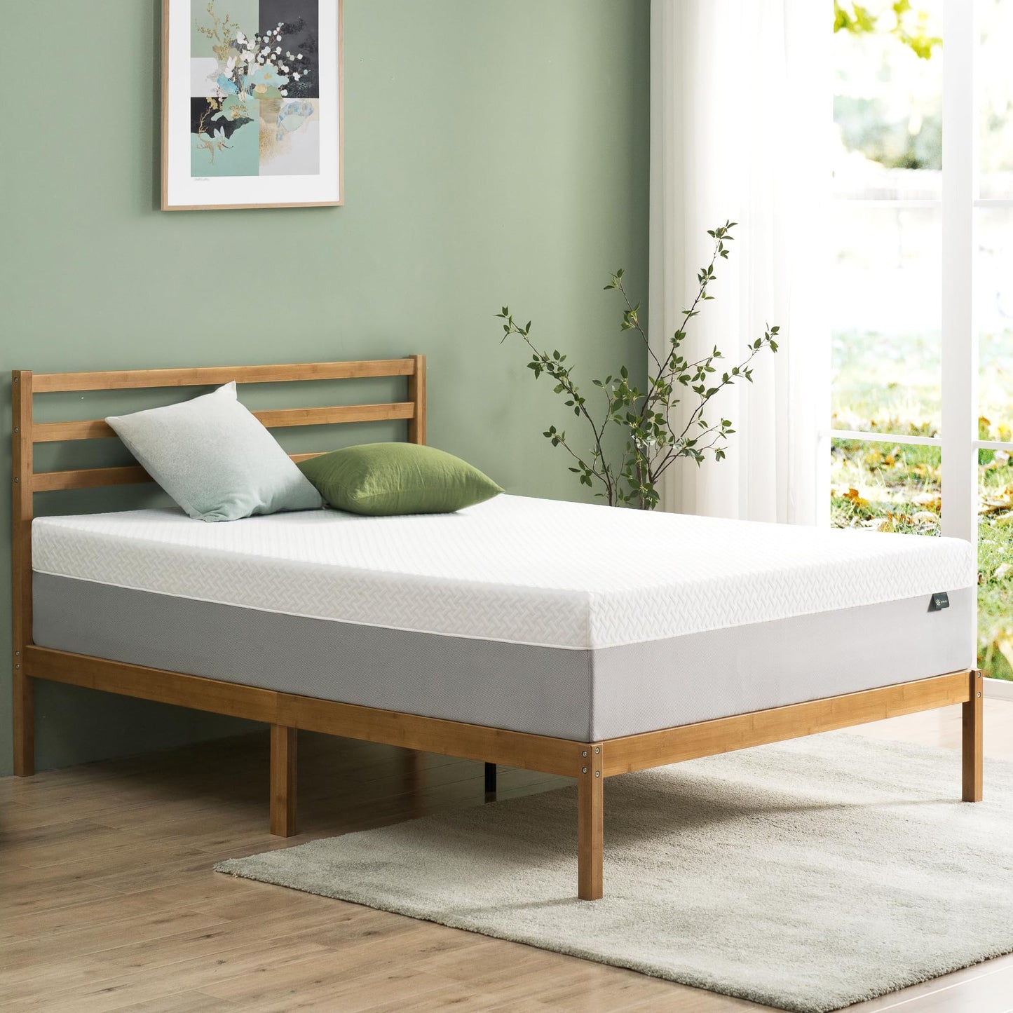 ZINUS 10 Inch Green Tea Essential Memory Foam Mattress [New Version], Twin, Fiberglass Free, Medium Feel, Breathable Airflow Memory Foam, Certified Safe Foams & Fabric, Mattress in A Box