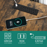 DWVO U Shaped Desk with Drawers, 79" Reversible L Shaped Desk with Power Outlets & LED Lights, Corner Computer Desk with Monitor Stand & Storage Shelves, Rustic Brown DWVO