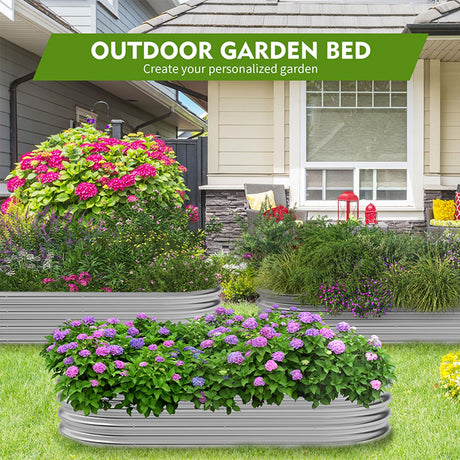 Metal Raised Garden Bed 2Sets Galvanized Planter Box for Vegetables, Flowers, Herbs, and Succulents GADI