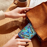 yzARTche Diamond Art Painting Credit Card Wallet, RFID Blocking Gem Art Leather Zipper Card Holder Wallet for Women-02-Blue Butterfly yzARTche
