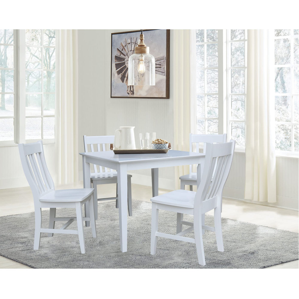 IC International Concepts 36" x 36" 4 Chairs Dining Table, Standard, White IC International Concepts