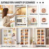 TVMCNA 67" Curio Display Cabinet for Collectibles 5 Tier Metal Storage Cabinet Curio Cabinet with Glass Doors, Tall Display Case Bookshelf with Doors for Living Room, Kitchen, Pantry TVMCNA