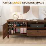 ANJ TV Stand for 75 inch TV, Mid-Century Modern TV Console with Storage Cabinet, Wooden Television Furniture for Living Room, Entertainment Center with Ample Large Storage Space ANJ