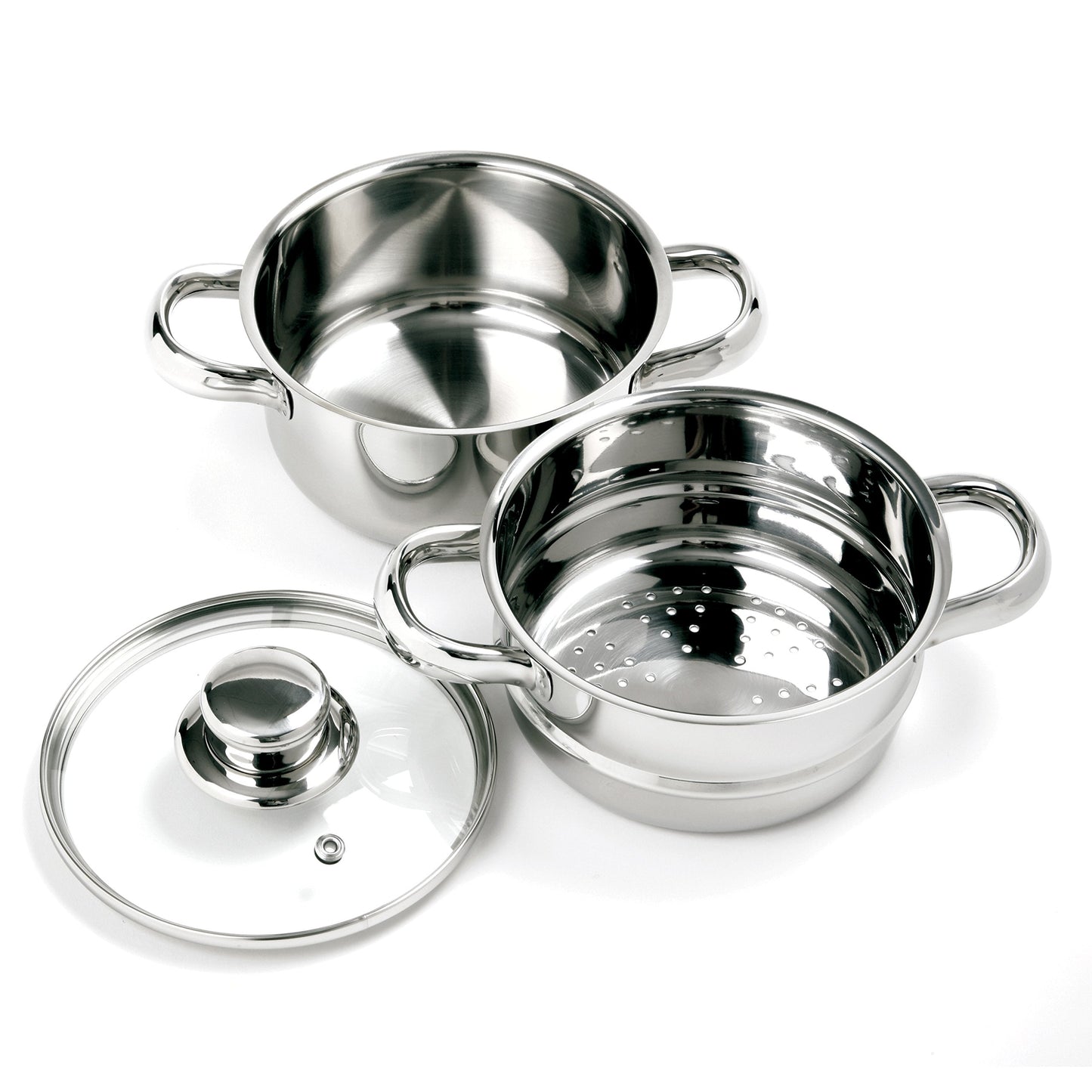 Norpro 1-Quart Stainless Steel Mini Steamer Cooker, 3 Piece Set