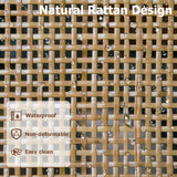 LTMEUTY 9 Drawer Dresser for Bedroom, Rattan Chest of Drawers, Modern Wood Dresser Chest with Golden Handles, 55” Wide Large Storage Long Dressers Organizer for Closet, Entryway, Living Room LTMEUTY