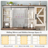 EnHomee 47.2" W Farmhouse Vanity Desk with Mirror and Lights, Makeup Vanity with Charging Station & 4 Drawers,Makeup Vanity Table for Bedroom,White,Stool not Included EnHomee