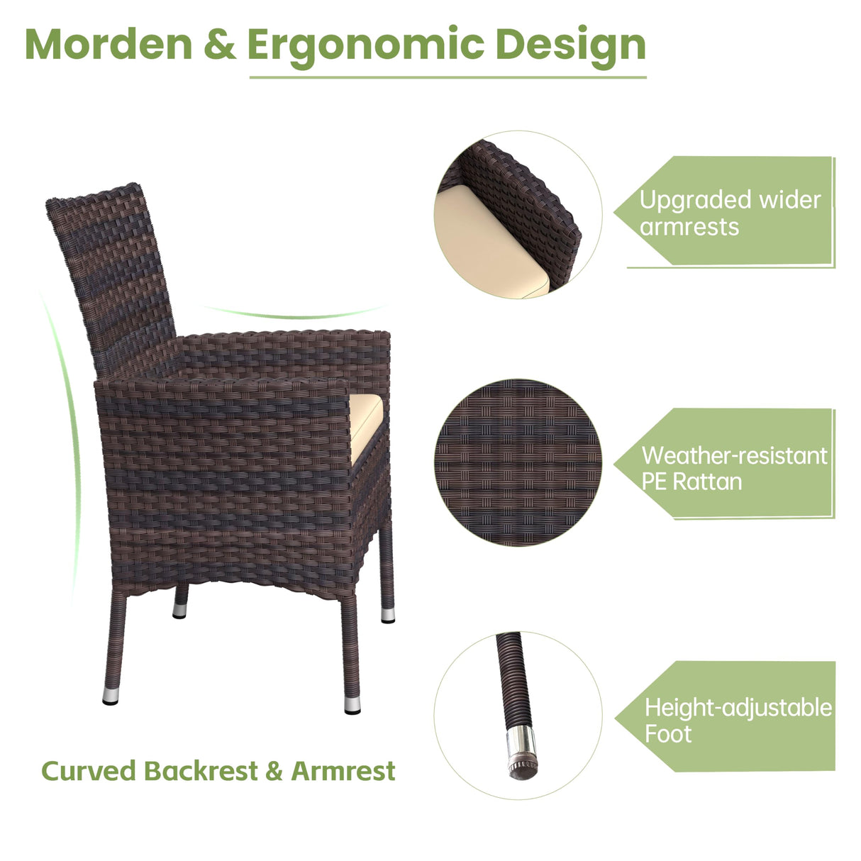 Kurapika 10-Piece Patio Furniture Outdoor Dining Set, Wicker Rattan Patio Dining Table and Chairs Set, Square Tempered Glass Tabletop with Umbrella Hole and 8 Chair Set, Sand Kurapika