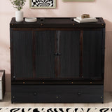 Merax Murphy Bed with USB Port and a Large Drawer, Converts to Cabinet, Sturdy Cabinet Bed for Bedroom, Full Size, Espresso Merax