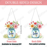 Eiflow Acrylic Diamond Art Hanging Ornament Kit for Adults Word Love, DIY Diamonds Painting Door Hanger Board Kit, Special Crystal Diamond Art Painting Pendant Eiflow