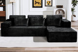 HABUTWAY 105" L-Shape Modular Sectional Sofa Couch for Living Room,No Assembly Required,Modular Comfy Sofa with Deep Seat for Living Room Bedroom,Luxury Distressed Velvet(Right,Black) HABUTWAY