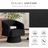 Swivel Barrel Accent Chair,Oversized Teddy Upholstered Round Swivel Chair,Modern Luxury 360 Degree Living Room Vanity Chair for Bedroom Office,Black Luxanimarion